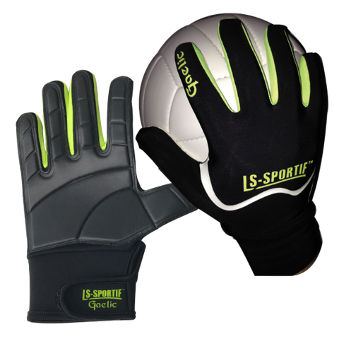 LS Sportif Famous Gaa Football Glove Black Lime
