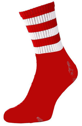 Red/white hooped socks midi & regular length